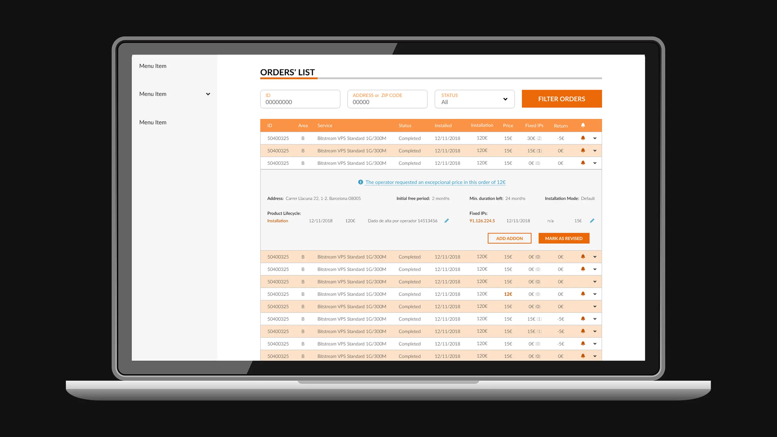 Laptop mockup for wholesale billing project
