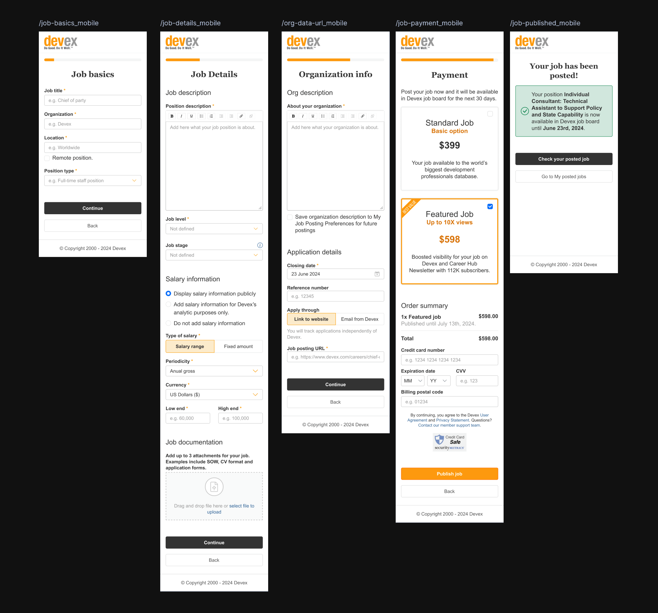 Final mock-ups for mobile version
